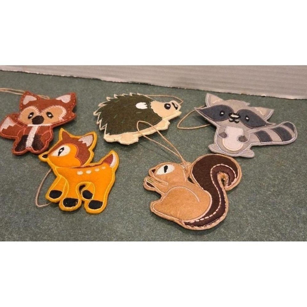 5 Stuffed And Embroidered Woodland Ornaments
